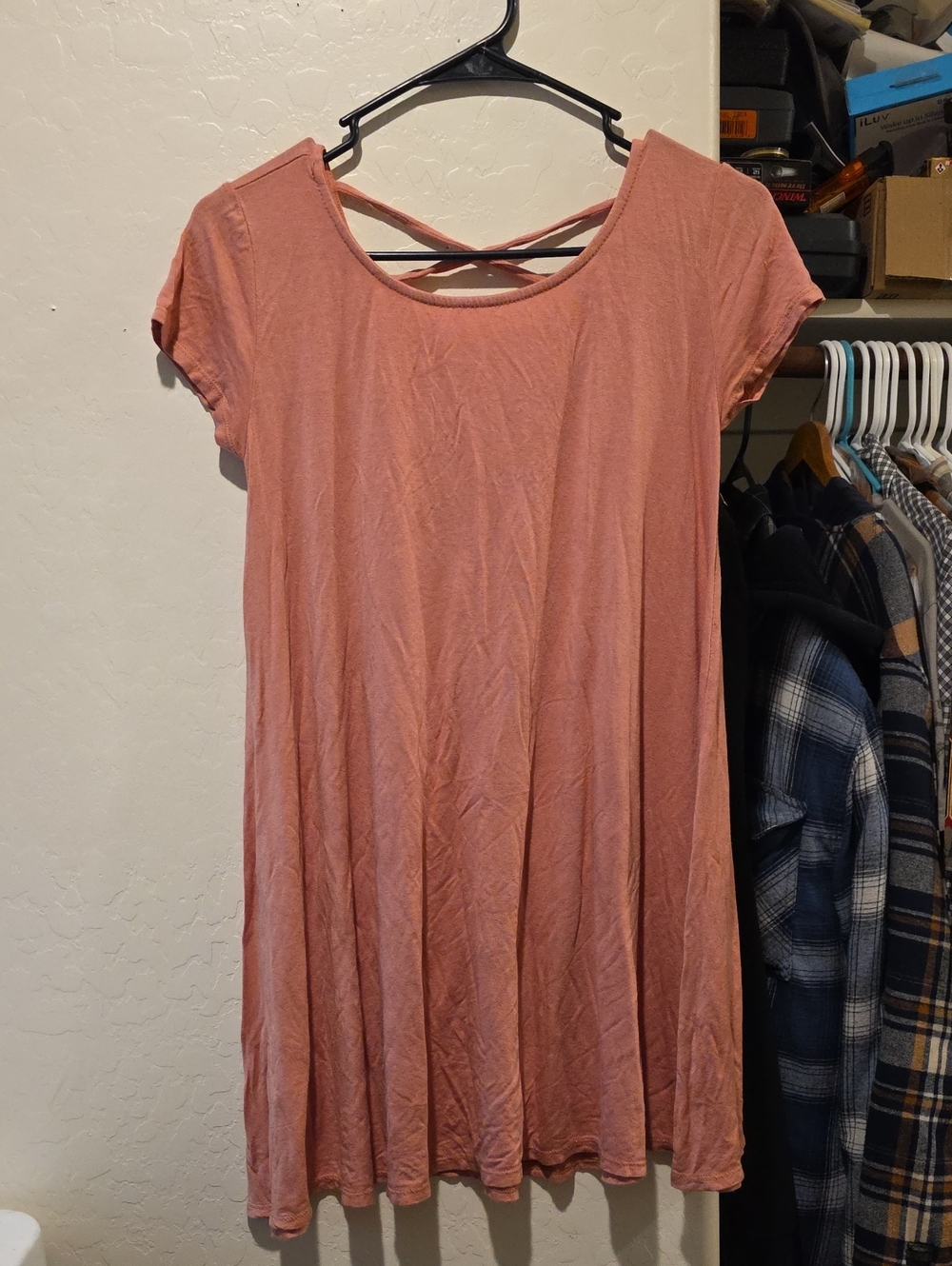 Rolla Coster Rose Mauve Swing Tee Dress with Crisscross Back